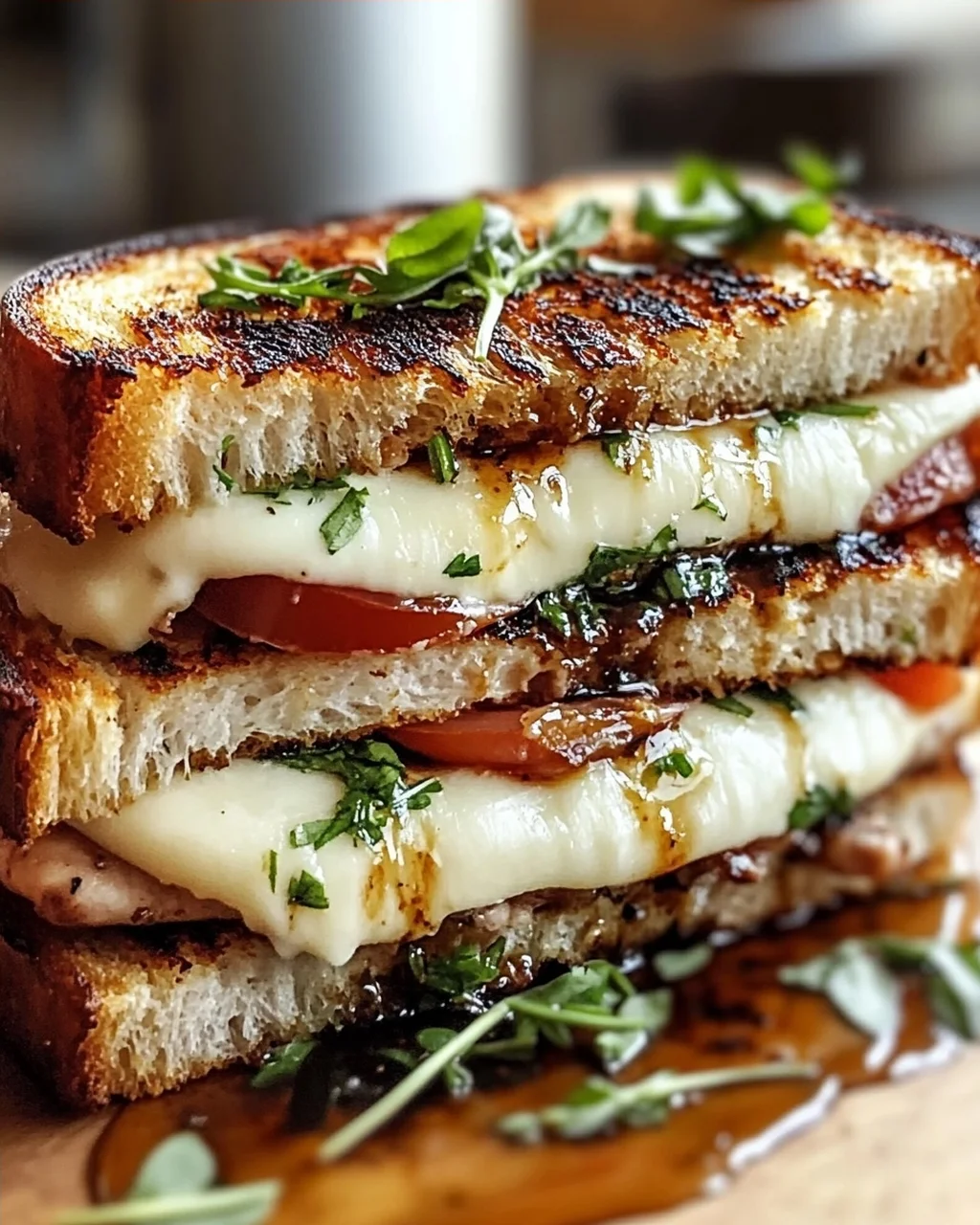 Aromatisch Gegrilltes Balsamico-Sandwich mit Käseschmelz