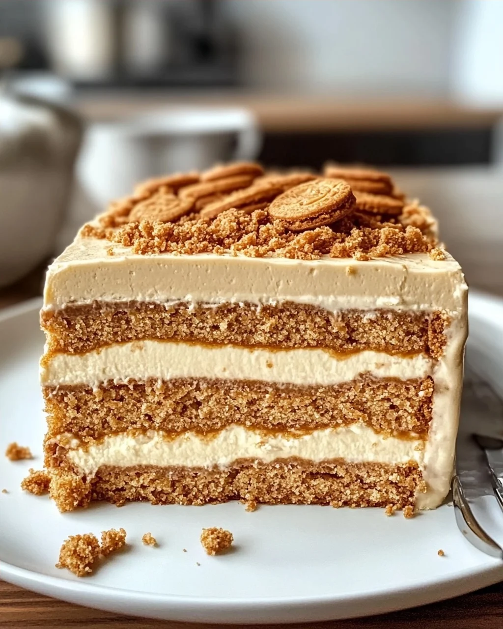 Biscoff Kühlschrankkuchen mit 4 Zutaten