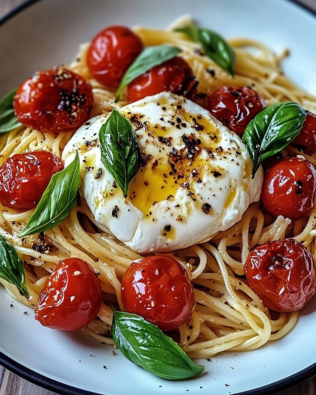 Burrata Pasta mit Tomaten aus dem Ofen