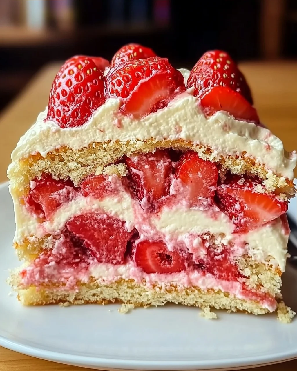 Erdbeer-Erdbeben-Kuchen mit cremigem Swirl