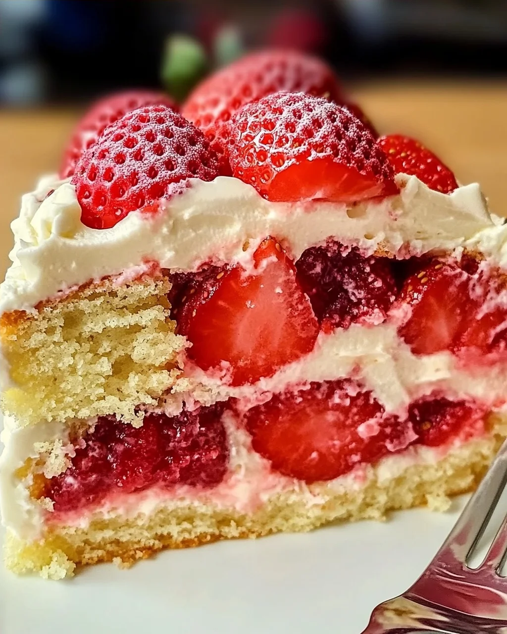 Erdbeer-Erdbeben-Kuchen mit cremigem Swirl