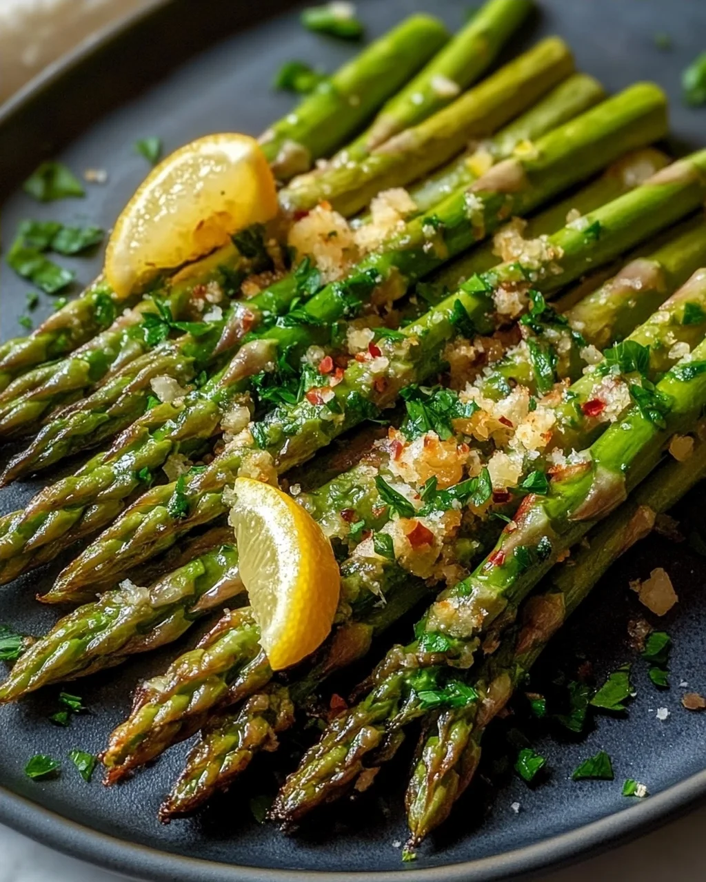 Fried Green Asparagus with Garlic and Lemon Recipe