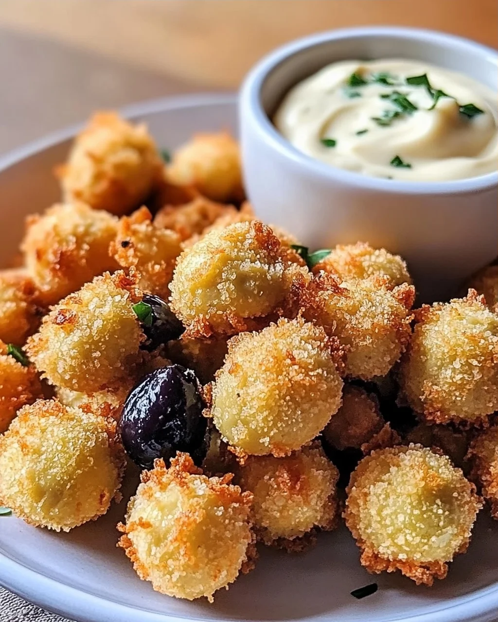Frittierte Oliven mit Knoblauch-Aioli selbst gemacht