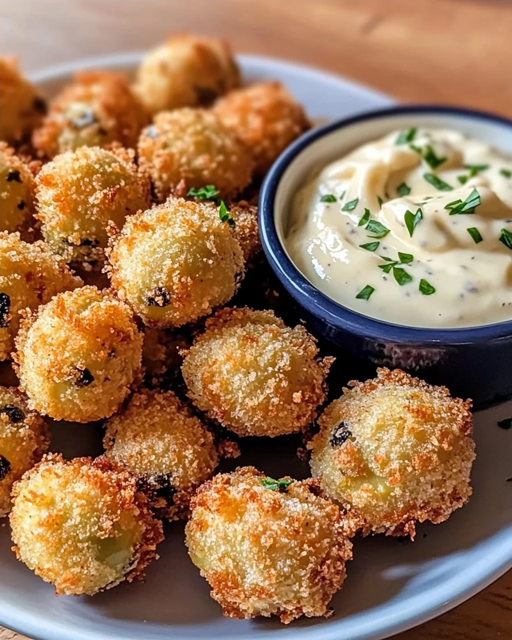 Frittierte Oliven mit Knoblauch-Aioli selbst gemacht