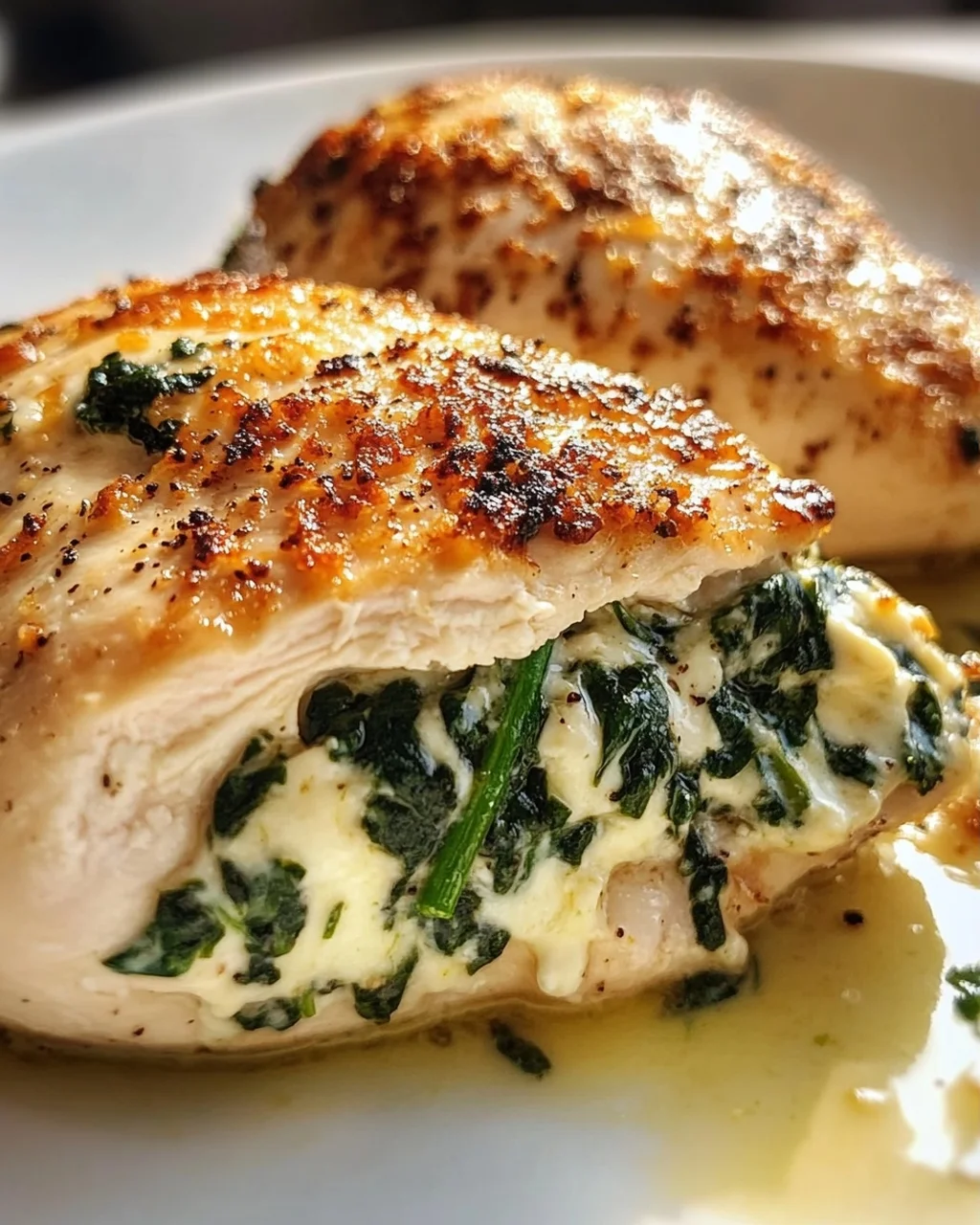 Gefüllte Hähnchenbrust mit Frischkäse und Spinat