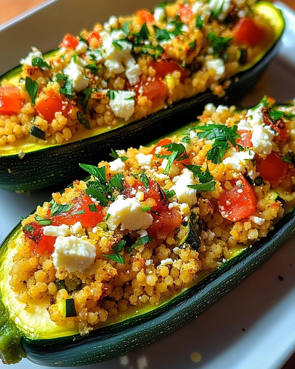 Gefüllte Zucchinis mit Couscous und Feta