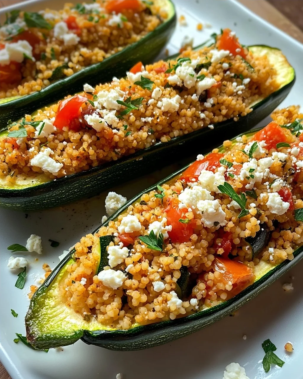 Gefüllte Zucchinis mit Couscous und Feta