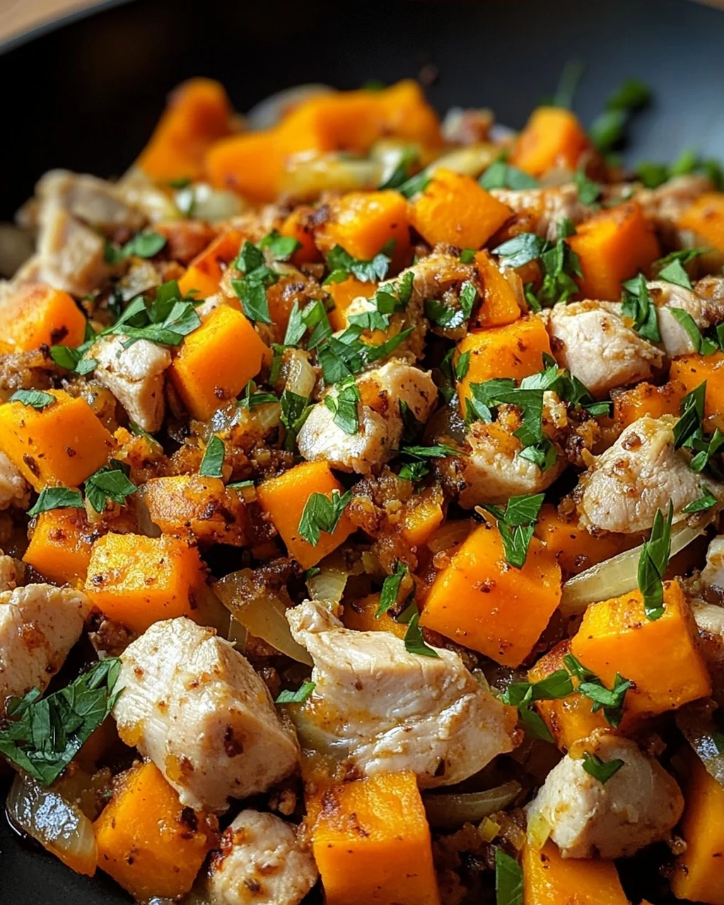 Hackfleisch aus Huhn und Süßkartoffeln