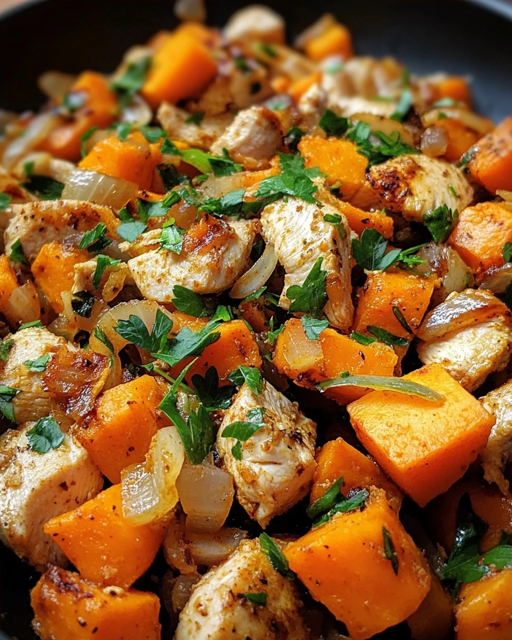 Hackfleisch aus Huhn und Süßkartoffeln
