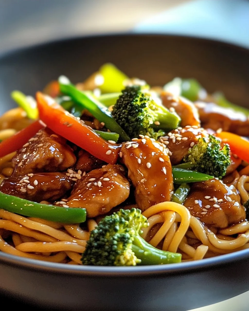 Hähnchen Teriyaki Nudeln mit Honig-Soja Glasur – Aromatisch!
