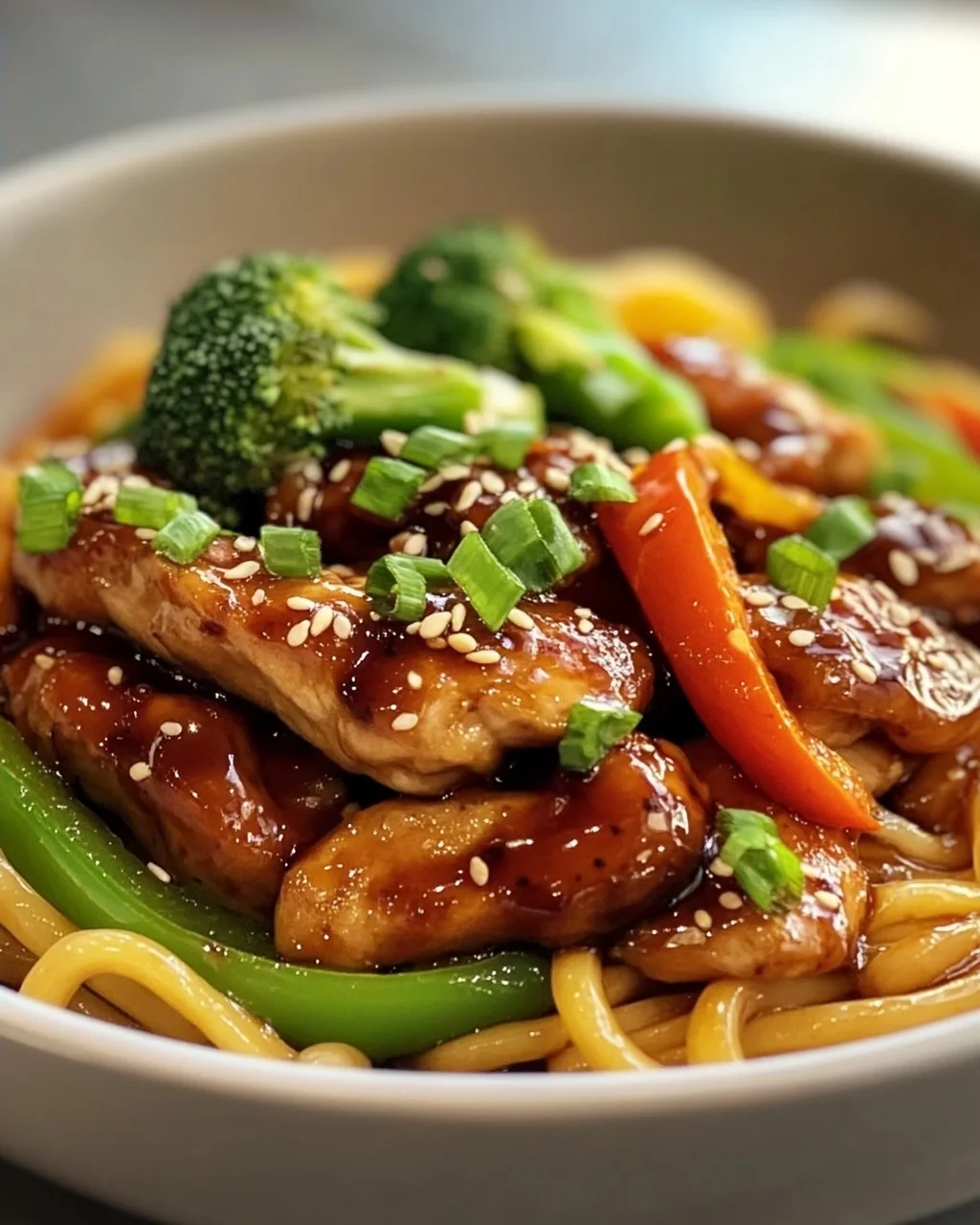 Hähnchen Teriyaki Nudeln mit Honig-Soja Glasur – Aromatisch!
