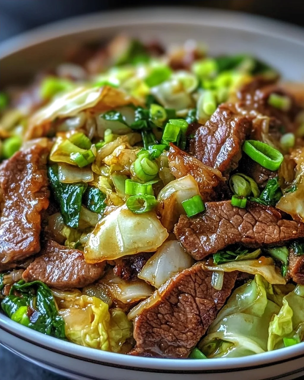 Herzhafter Rindfleisch- und Kohl-Wok für jeden Tag