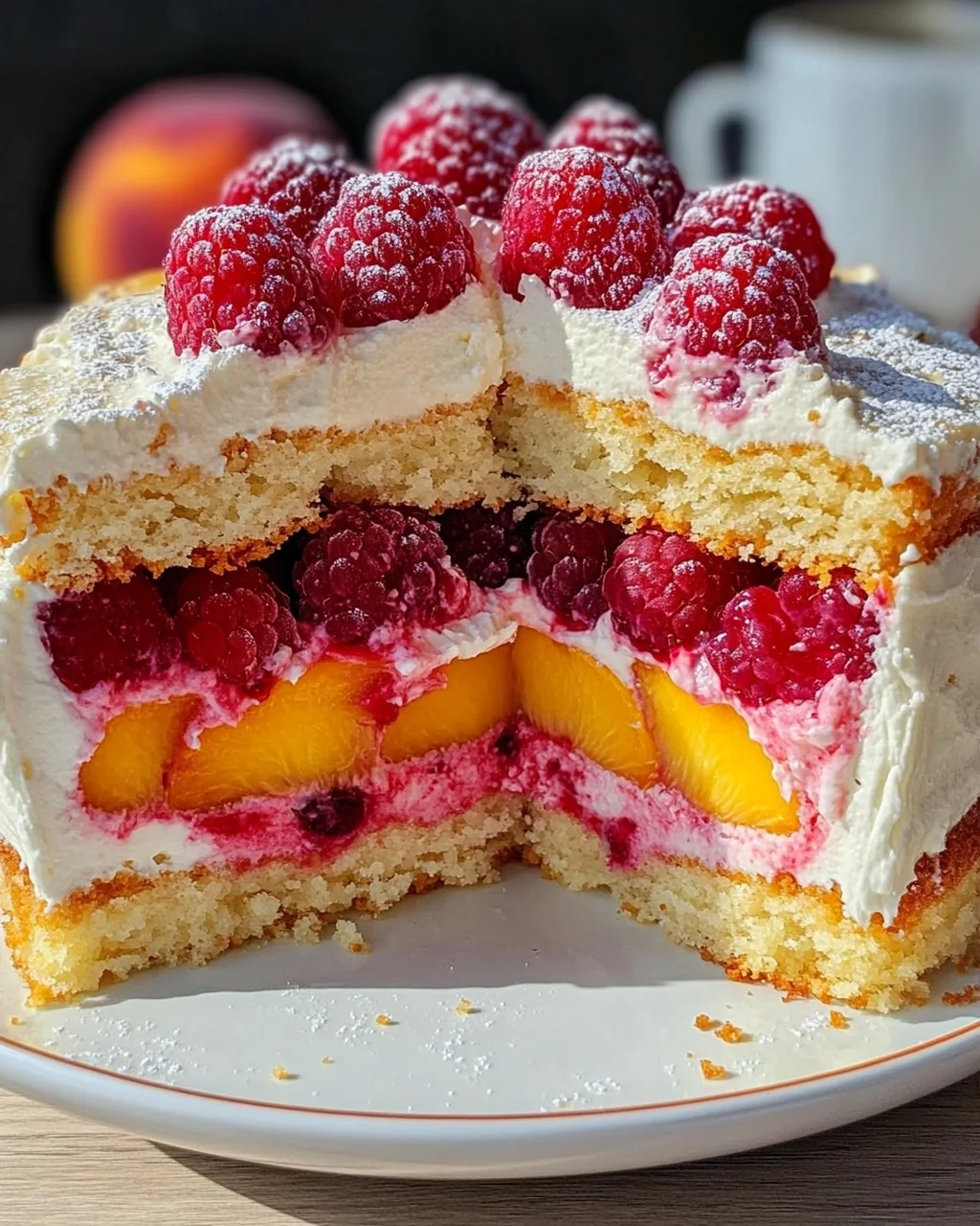 Himbeer-Pfirsich-Torte