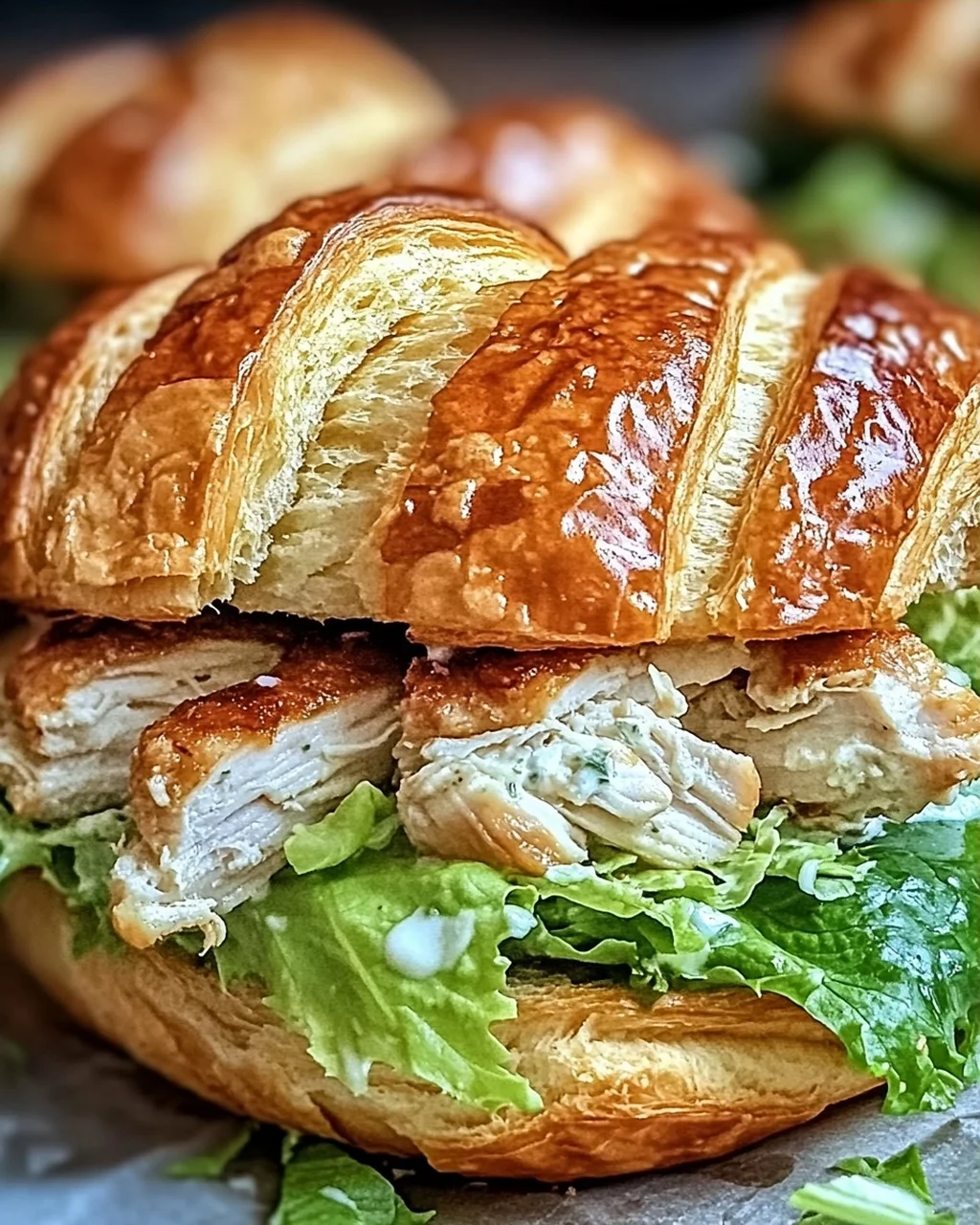 Hühnchen Caesar Croissant Sandwich für schnelle Genussmomente