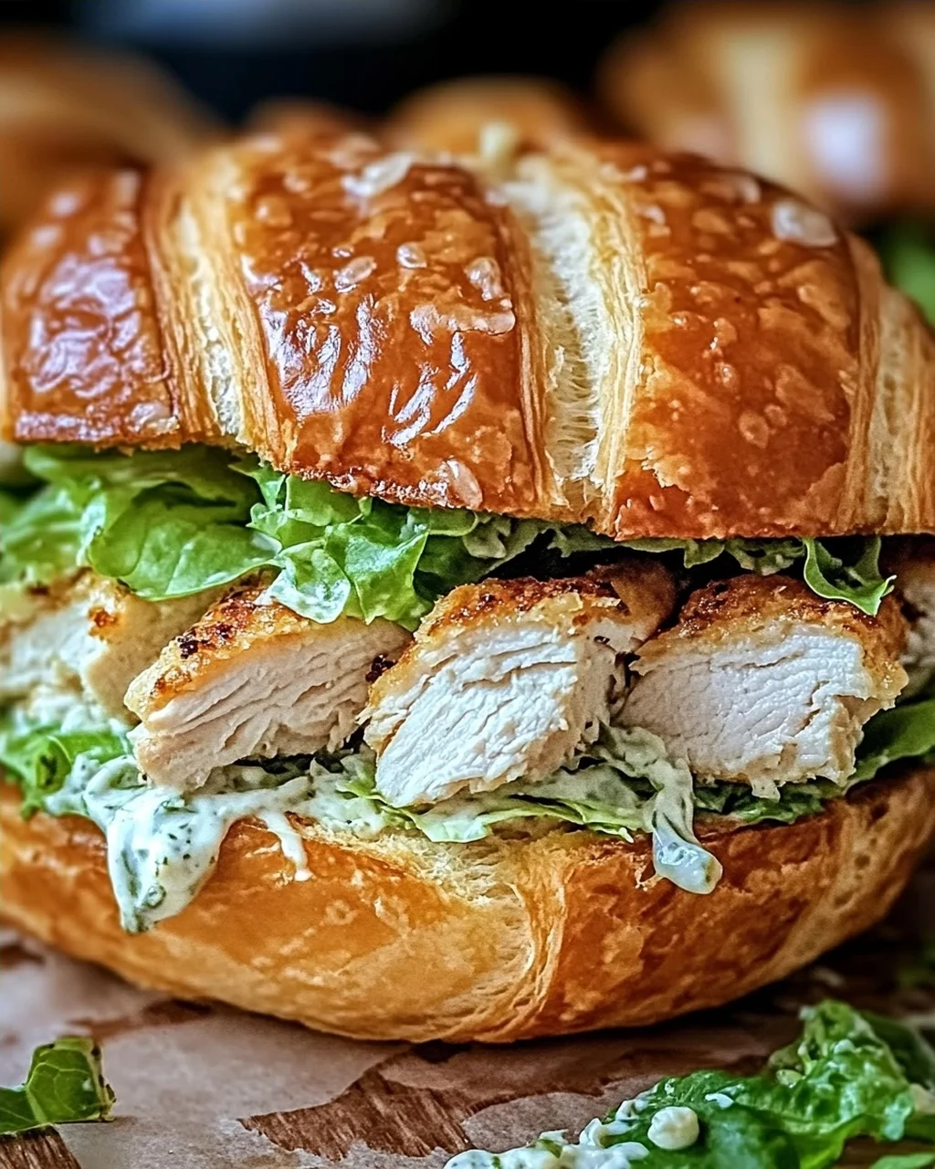 Hühnchen Caesar Croissant Sandwich für schnelle Genussmomente