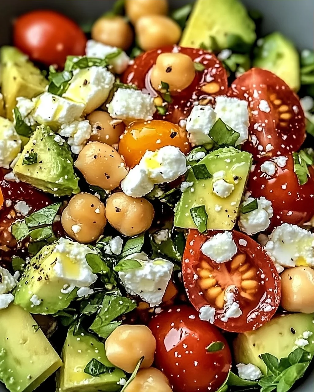 Kichererbsen Feta Avocado Salat für Frische und Genuss