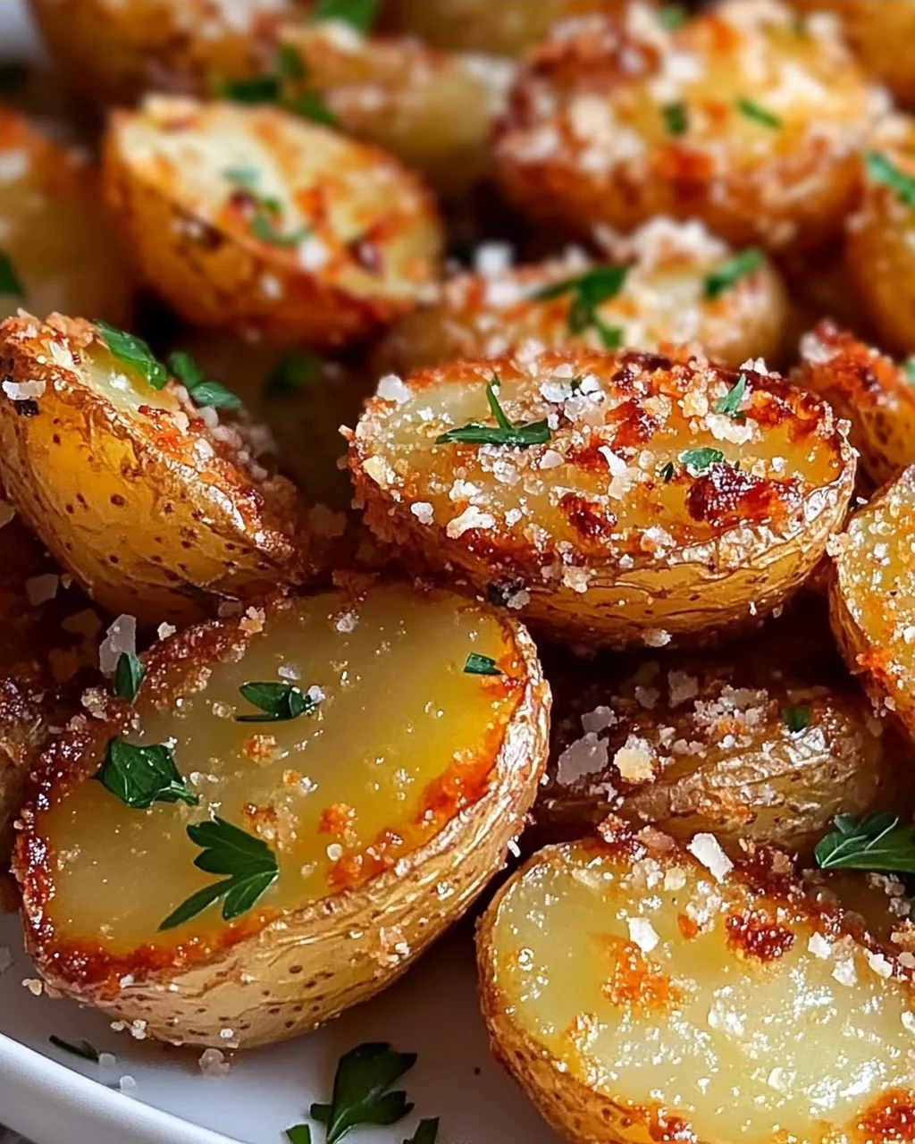 Knoblauch-Parmesan Krustenkartoffeln (Garlic Parmesan Crusted Potatoes)