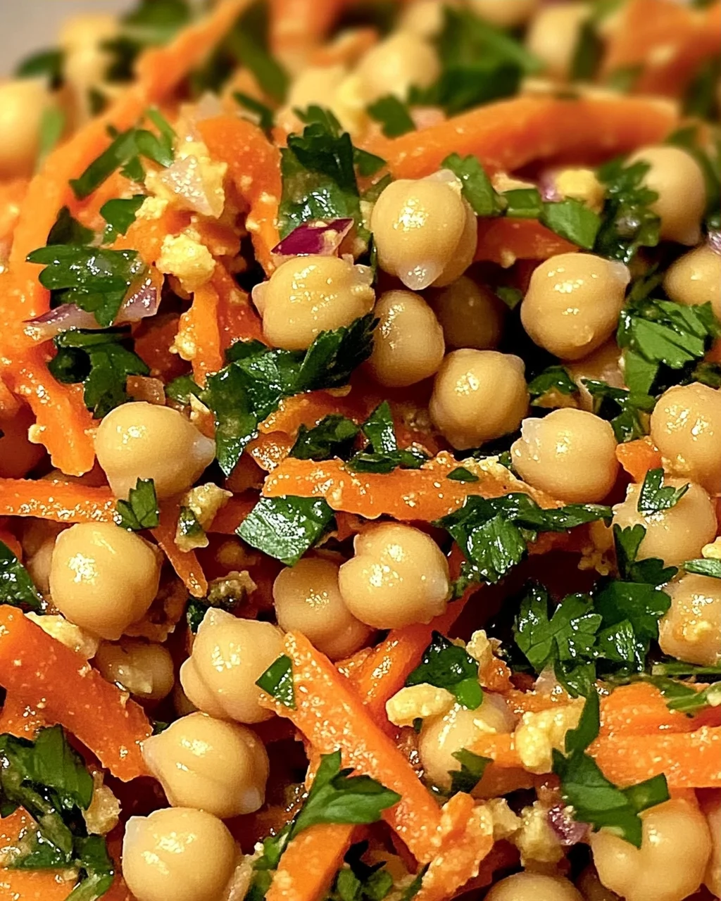 Marokkanischer gewürzter Kichererbsen-Karottensalat