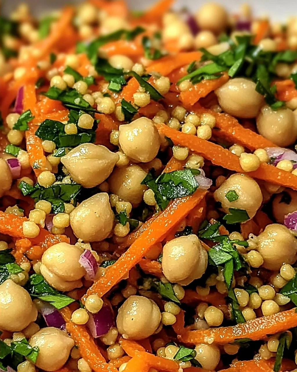 Marokkanischer gewürzter Kichererbsen-Karottensalat