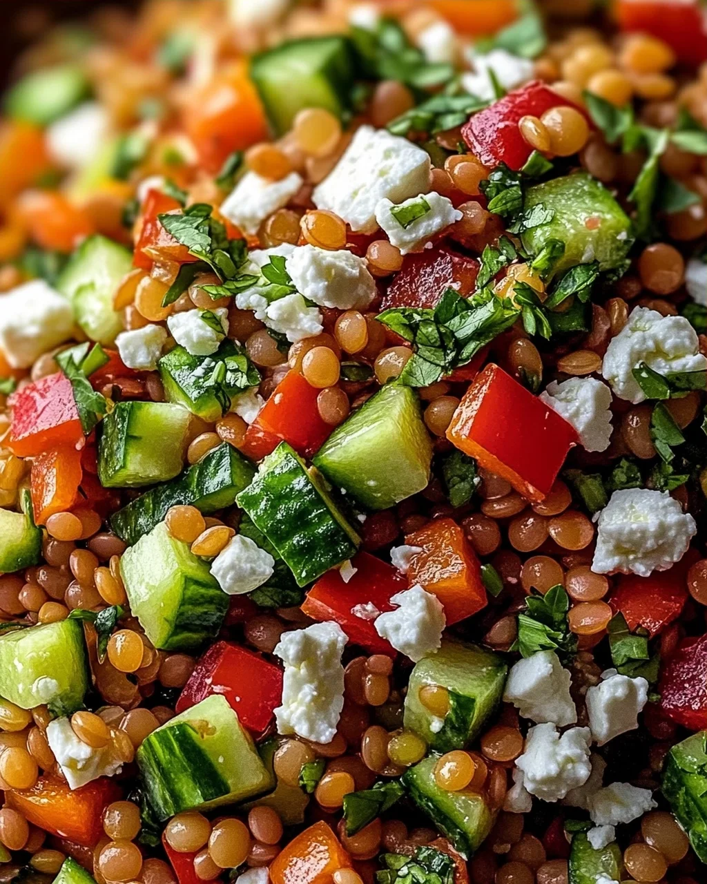 Orientalischer Rote Linsen Salat mit Feta