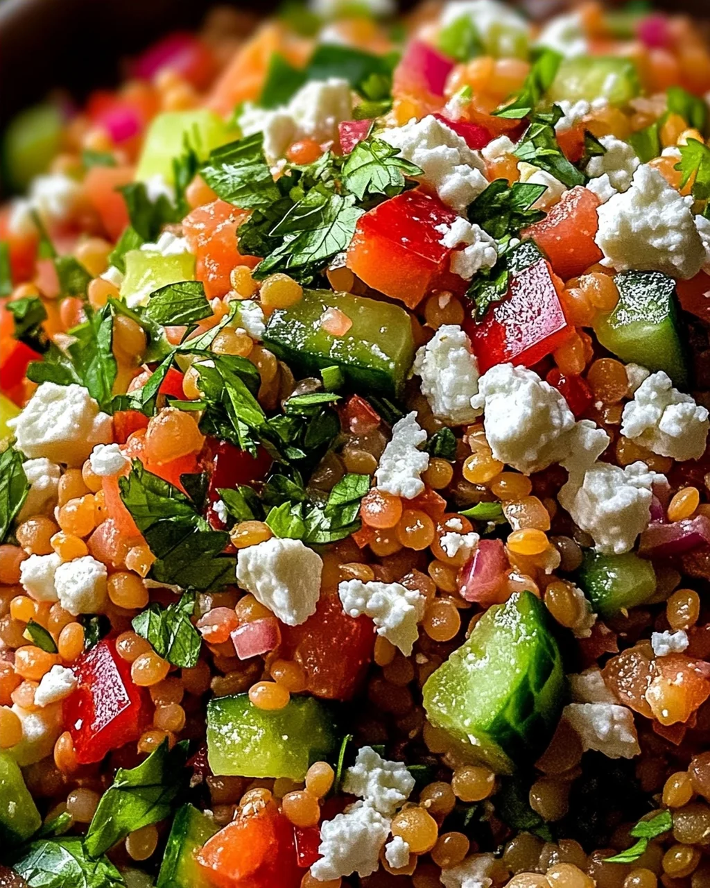 Orientalischer Rote Linsen Salat mit Feta