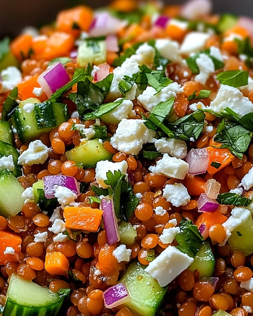 Orientalischer Rote Linsensalat mit Feta einfach genießen!
