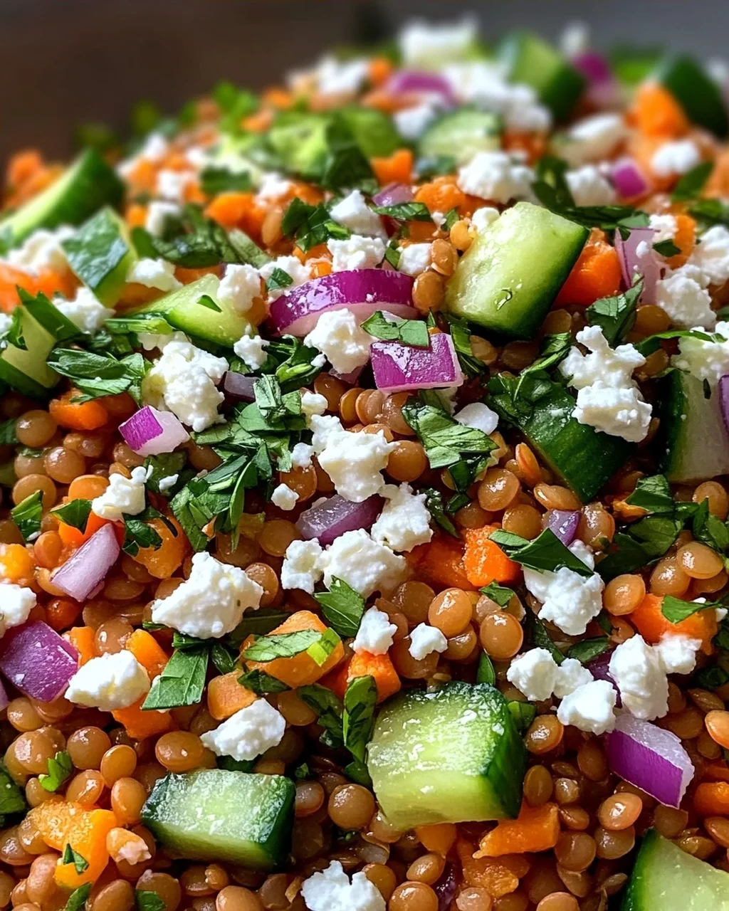 Orientalischer Rote Linsensalat mit Feta einfach genießen!