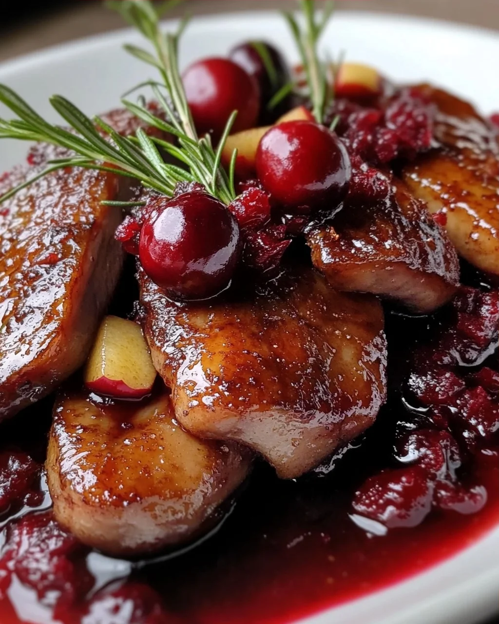 Perfekt knusprige Entenbrust auf fruchtiger Cranberry-Apfel-Soße