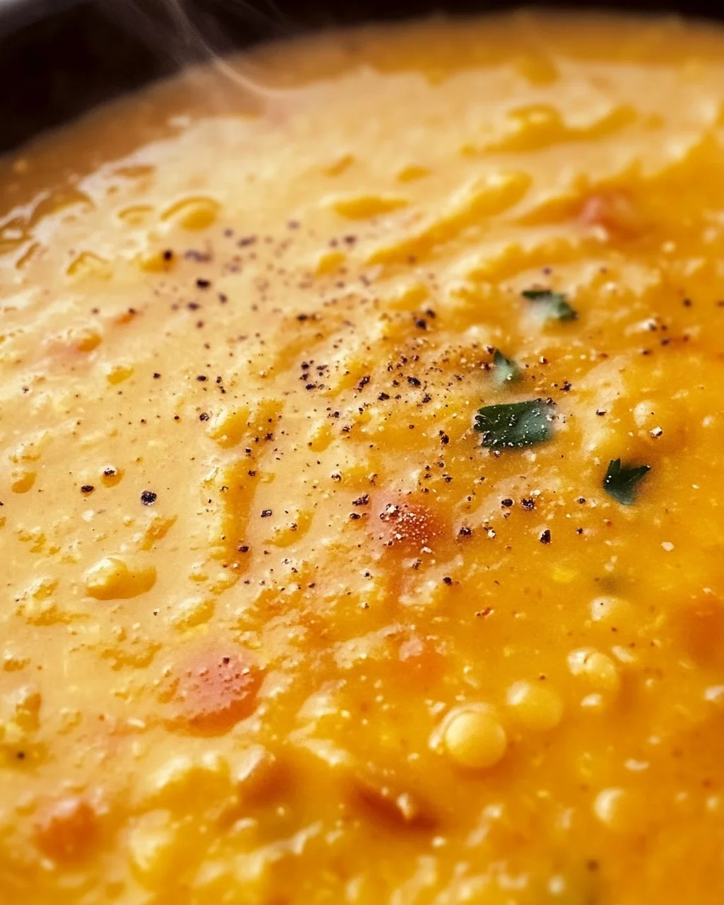 Rote Linsensuppe mit Kokosmilch und Ingwer