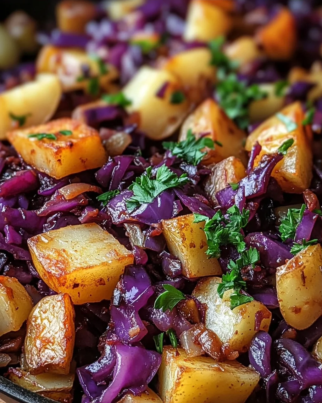 Rotkohl Pfanne mit Kartoffeln