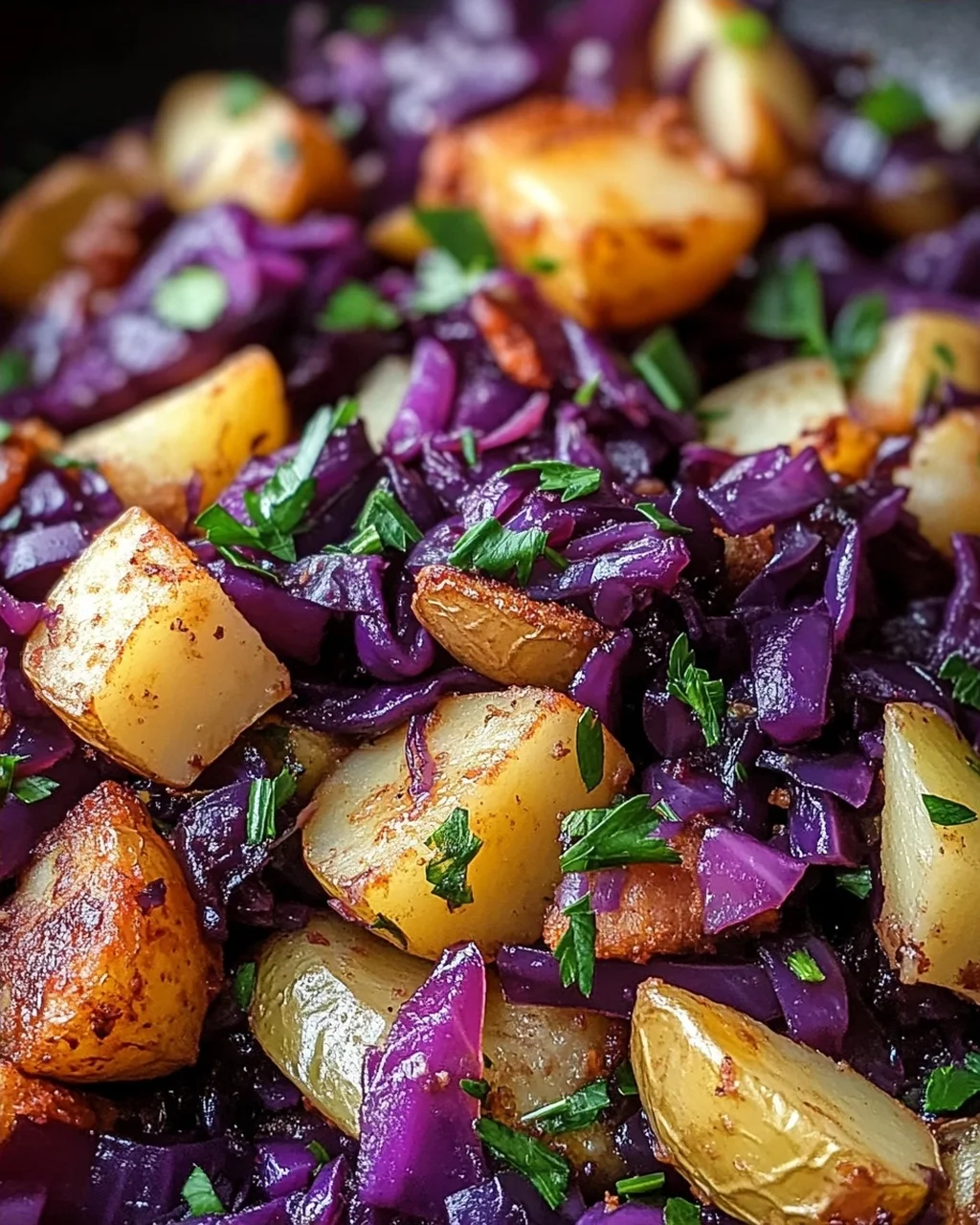Rotkohl Pfanne mit Kartoffeln