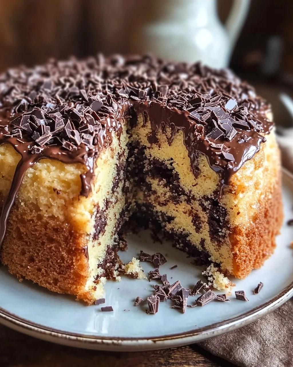 Saftiger und lockerer Eierlikörkuchen mit Schokoraspeln