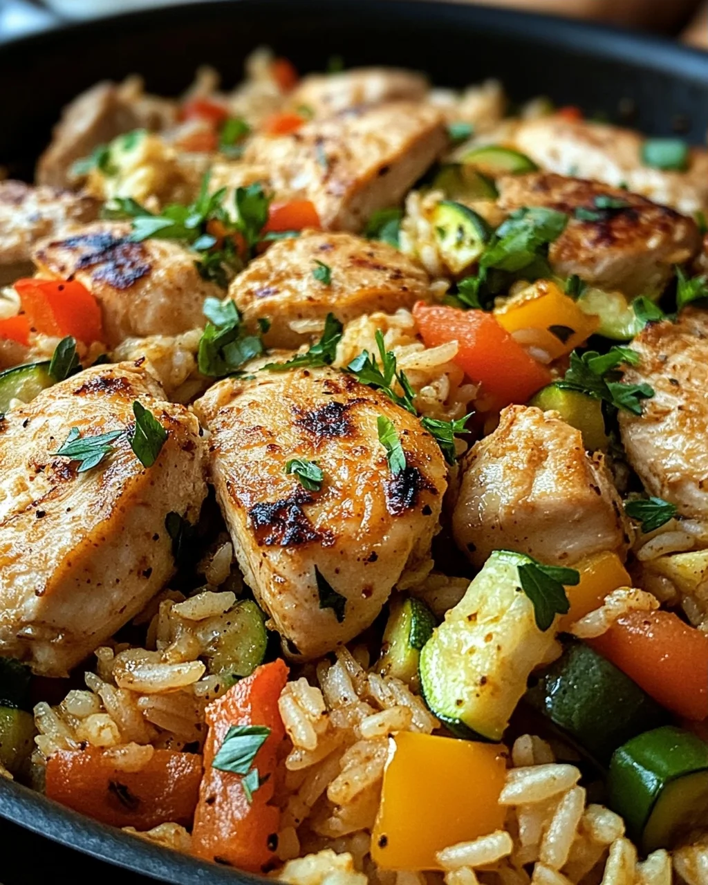 Schnelle Reispfanne mit Hühnchen