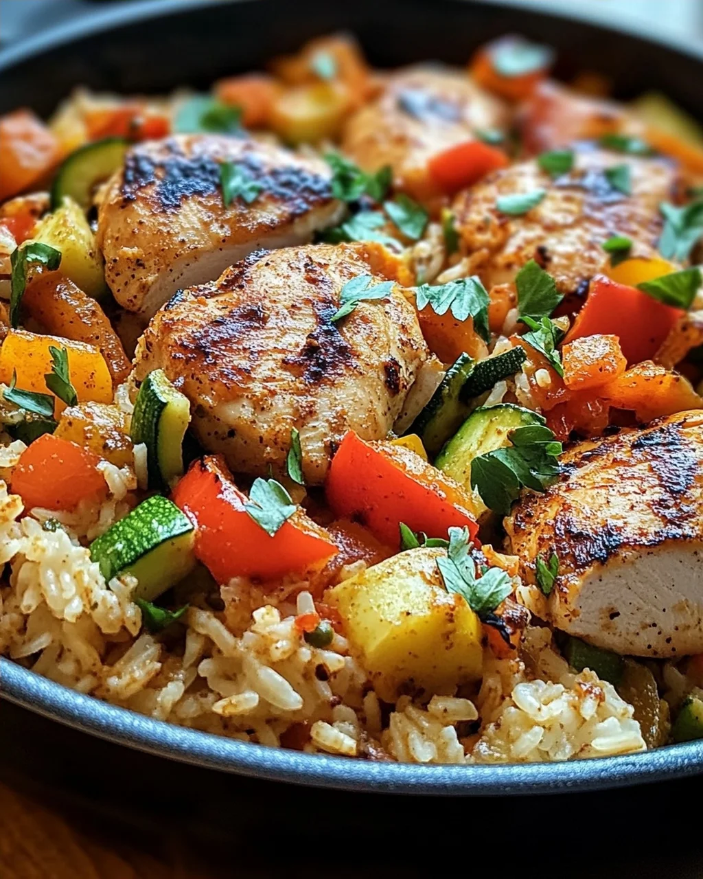 Schnelle Reispfanne mit Hühnchen