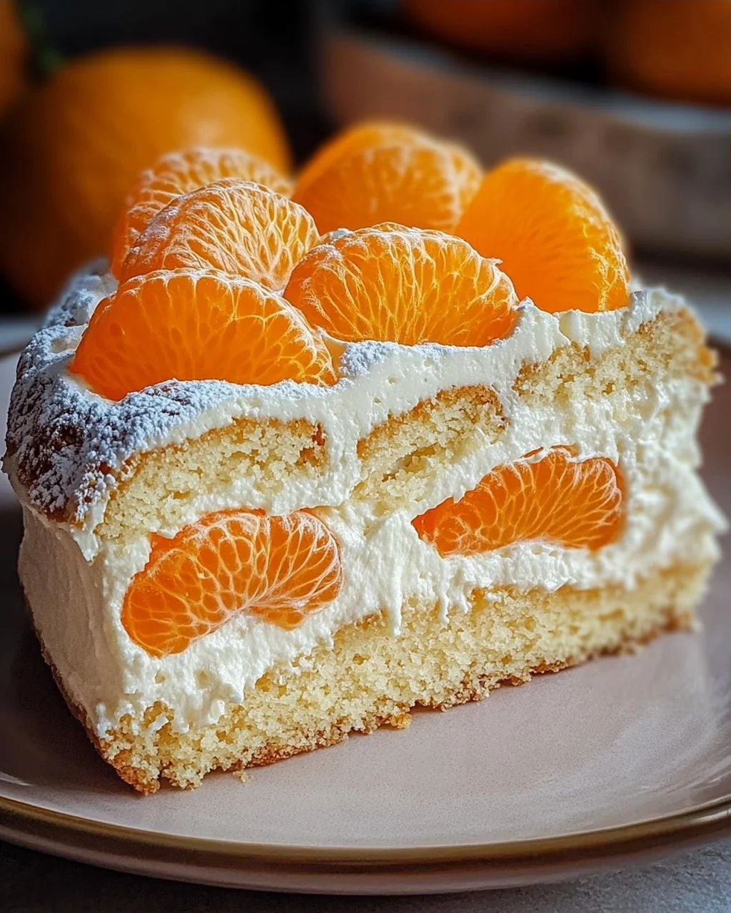 Schneller Schmandkuchen vom Blech mit Mandarinen
