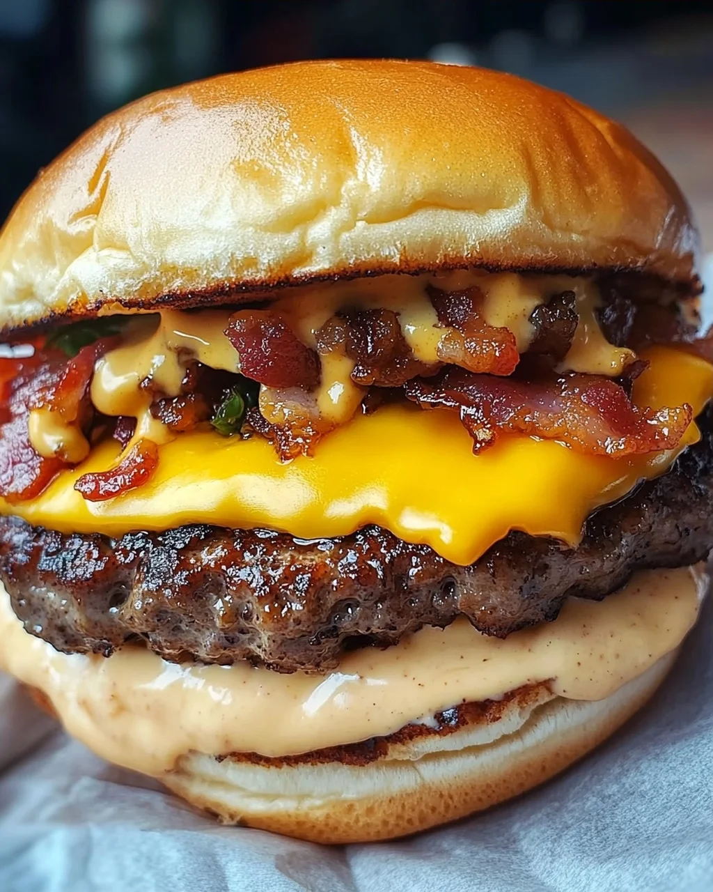 Smash-Burger mit Baconnaise-Soße