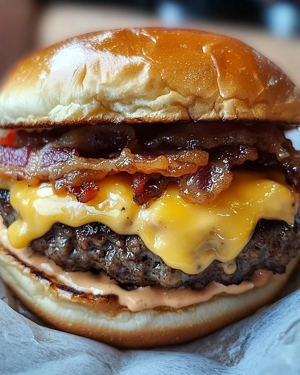 Smash-Burger mit Baconnaise-Soße