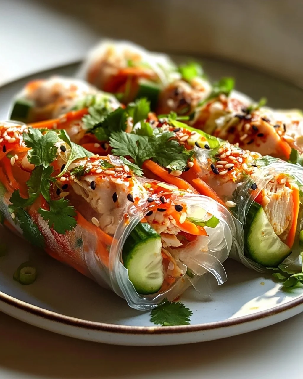 Spicy Asian Chili Chicken Rice Paper Wraps: Easy & Fresh