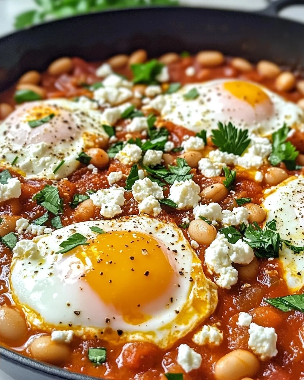 Weiße Bohnen Shakshuka mit Feta für jeden Tag