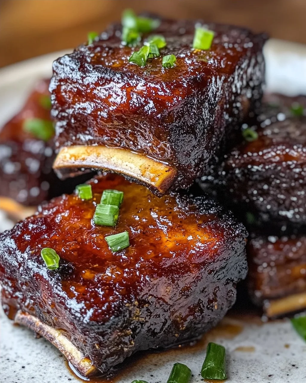 Whiskey-Extrakt glasierte Rindershort Ribs Blechbraten Rezept